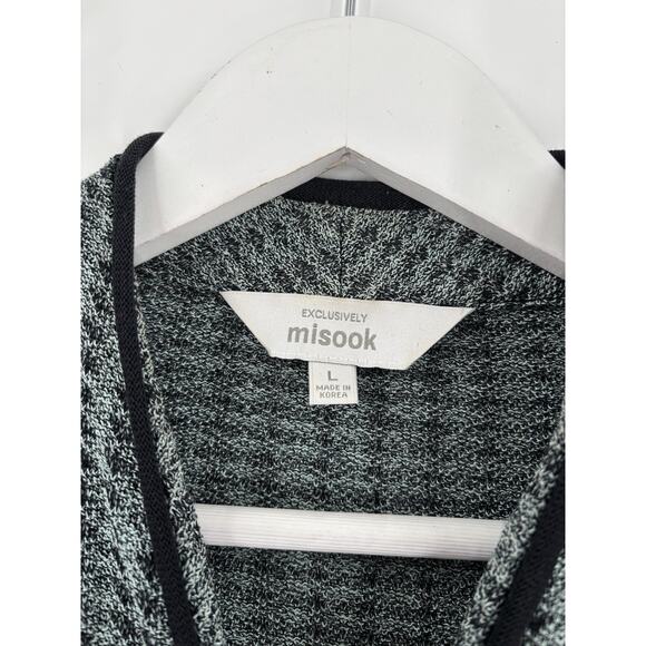 Exclusively Misook Knit Sweater Jacket Womens Large Blue Black Full Zip Cardigan - Picture 7 of 16